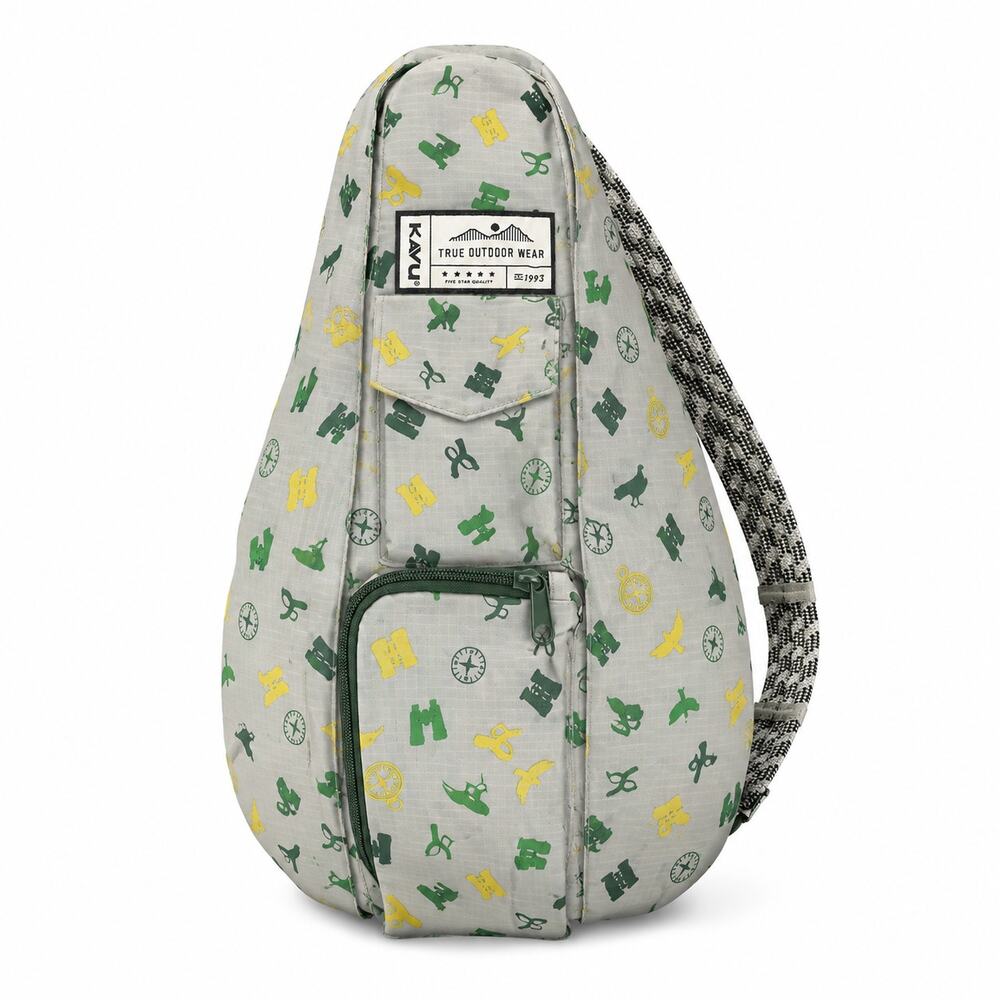 KAVU Rope Sling Crossbody Backpack Gray Bird Compass Outdoors Print